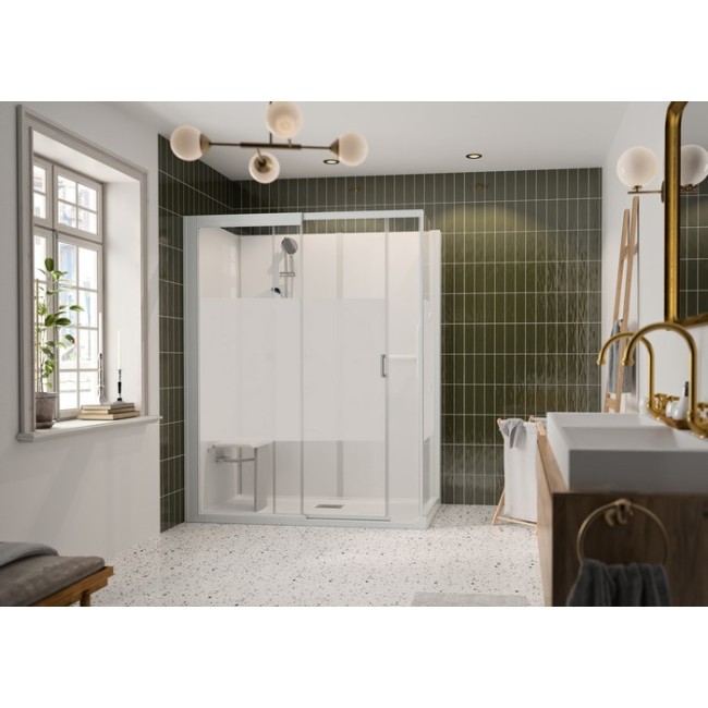 Kinemagic7 Sérénité+ 170x90 Angle Coulissant Haute Dépoli 1 bande Thermostatique - KINEDO KT-1709-AHC-DB3-GSPQ 