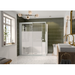 Kinemagic7 Sérénité+ 170x70 Angle Coulissant Basse Dépoli 1 bande Thermostatique - KINEDO KT-1707-ABC-DB3-GSPY 
