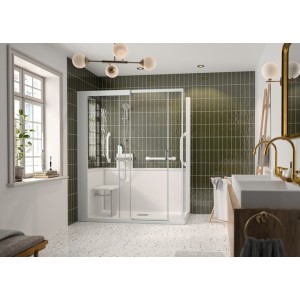 Kinemagic7 Sérénité+ 160x90 Angle Coulissant Basse Transparent Thermostatique - KINEDO KT-1609-ABC-TN3-GSPS 