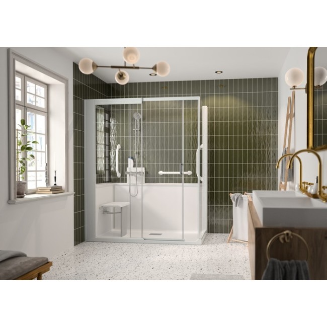 Kinemagic7 Sérénité+ 160x90 Angle Coulissant Basse Transparent Thermostatique - KINEDO KT-1609-ABC-TN3-GSPS 