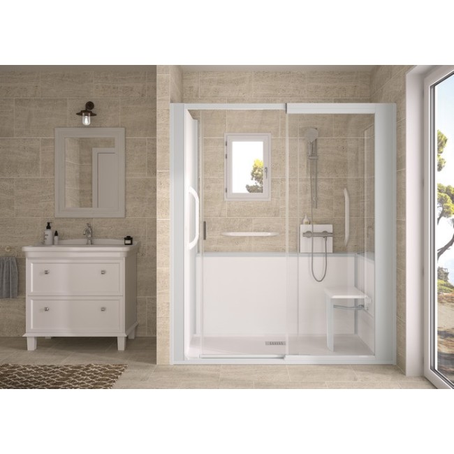 Kinemagic7 Sérénité+ 160x80 Niche Coulissant Basse Transparent Thermostatique - KINEDO KT-1608-NBC-TN3-GSP2 