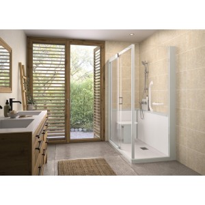 Kinemagic7 Sérénité 160x70 Angle Coulissant Basse Transparent Mécanique - KINEDO KT-1607-ABC-TN2-GSF 