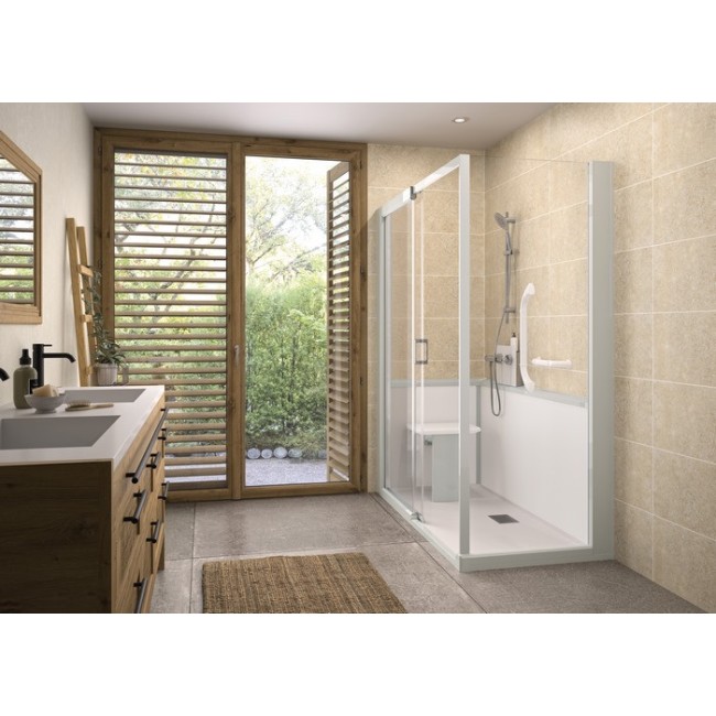 Kinemagic7 Sérénité 160x70 Angle Coulissant Basse Transparent Mécanique - KINEDO KT-1607-ABC-TN2-GSF 