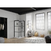 Cabine Brooklyn noir clt, 110x80 verre sérigraphié 2 bandes , thermo - KINEDO CA240N2BHE 