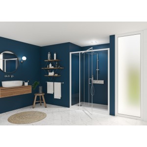 Smart Express Porte Pivotante 120X190 Cm Profile Blanc Verre Transparent - KINEDO PA1905BTNE 