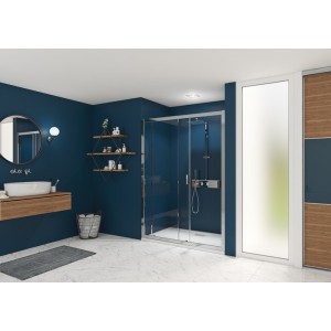 Smart Express Porte Coulissante 120X190 Cm Profile Chrome Verre Transparent - KINEDO PA1913CTNE 