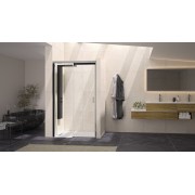 Paroi Flat 8mm coulissante 140 profilé chromé verre transparent, fixe à gauche - KINEDO PA765CTNEG 