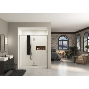 Paroi Ekinox P 170 profilé Inox, verre transparent charnière à gauche - KINEDO PA4237ITNEG 