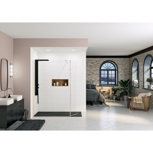 Paroi Ekinox Duo 80 profilé cuivre rose, verre transparent - KINEDO PA4221RTNE 