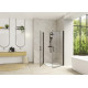 Smart Design porte pivotante angle sans seuil 85 profilé noir verre transparent - KINEDO PA90173NTNE