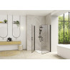 Smart Design porte pivotante angle sans seuil 85 profilé noir verre transparent - KINEDO PA90173NTNE