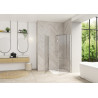 Smart Design porte pvt angle sans seuil 100 profilé chromé verre transparent - KINEDO PA90176CTNE