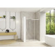 Smart Design porte pivotante XXL 140 profilé chromé verre transparent - KINEDO PA90213CTNE