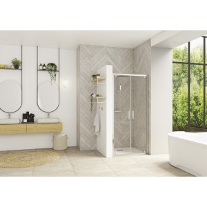 Smart Design 2 portes pivotantes 90 profilé chromé verre transparent - KINEDO PA90224CTNE 