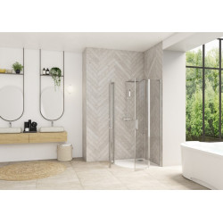 Smart Design accès angle 1/4 de rond sans seuil 90 prof chr verre transparent - KINEDO PA90198CTNE 