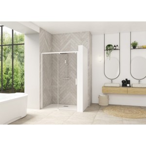 Smart Design coulissante sans seuil 95 profilé blanc verre transparent g - KINEDO PA90111BTNEG 