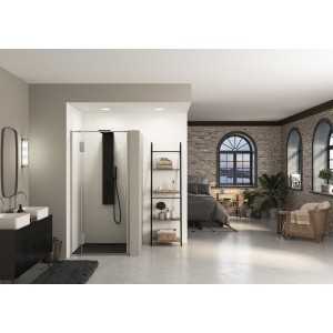 Paroi Ekinox P 80 profilé Inox, verre transparent charnière à gauche - KINEDO PA4231ITNEG 