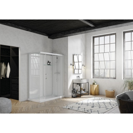 Cabine Brooklyn gris clt, 160x80 verre transparent, thermo - KINEDO CA242GTNE 