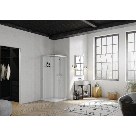 Cabine Brooklyn gris clt, 90x90 verre transparent, thermo - KINEDO CA250GTNE 