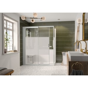 Kinemagic7 Sérénité+ 160x90 Angle Coulissant Basse Dépoli 1 bande Thermostatique - KINEDO KT-1609-ABC-DB3-GSPX 