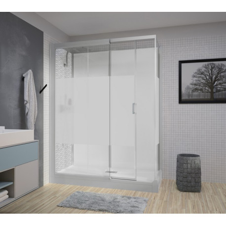 Kinemagic7 Design 160X90 Angle Coulissant Haute Dépoli 1 bande Mécanique - KINEDO KT-1609-AHC-DB2-XDM 