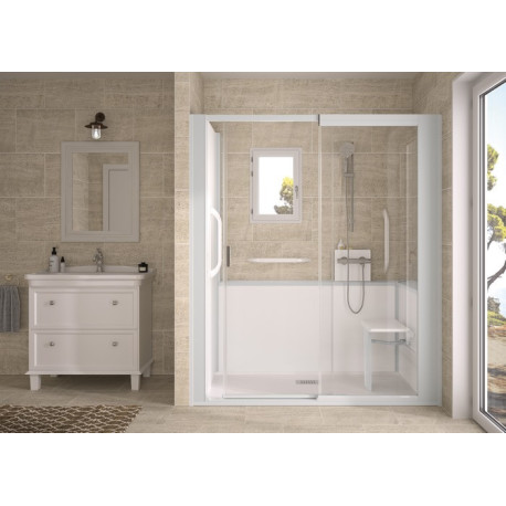 Kinemagic7 Sérénité+ 160x90 Niche Coulissant Basse Transparent Thermostatique - KINEDO KT-1609-NBC-TN3-GSP1 