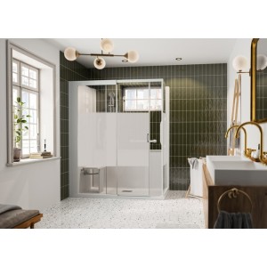 Kinemagic7 Sérénité+ 170x80 Angle Coulissant Mixte Dépoli 1 bande Thermostatique - KINEDO KT-1708-AMC-DB3-GSPM 