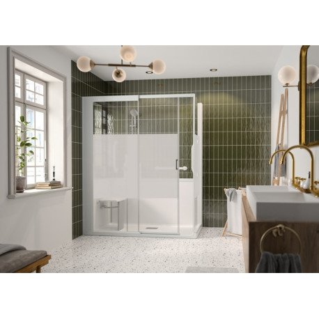 Kinemagic7 Sérénité+ 170x70 Angle Coulissant Basse Dépoli 1 bande Thermostatique - KINEDO KT-1707-ABC-DB3-GSPY 