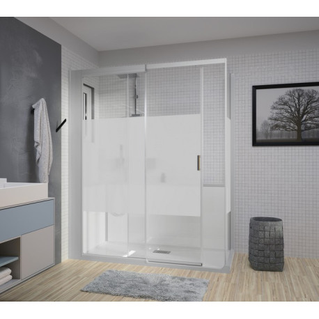 Kinemagic7 Design 160X90 Angle Coulissant Basse Dépoli 1 bande Thermostatique - KINEDO KT-1609-ABC-DB3-XDW 