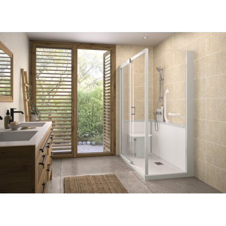 Kinemagic7 Sérénité 160x70 Angle Coulissant Basse Transparent Mécanique - KINEDO KT-1607-ABC-TN2-GSF 