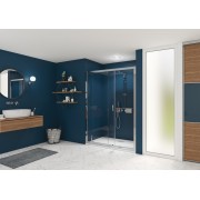Smart Express Porte Coulissante 140X190 Cm Profile Chrome Verre Transparent - KINEDO PA1915CTNE 
