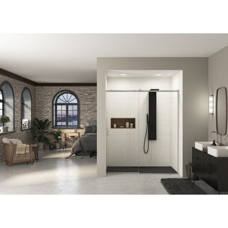 Paroi Ekinox Clt 160 profilé Inox, verre transparent charnière à droite - KINEDO PA4273ITNED 