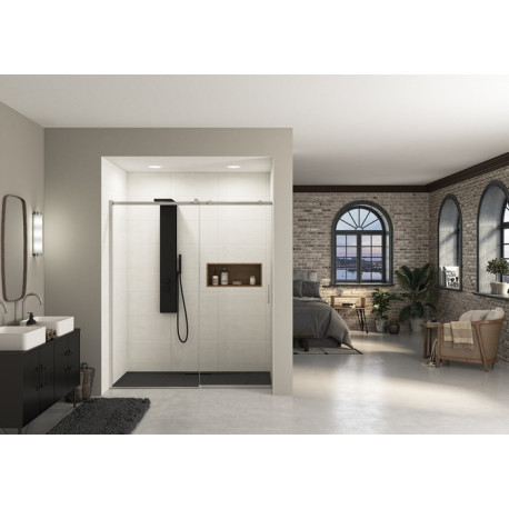 Paroi Ekinox Clt 140 profilé Inox, verre transparent charnière à gauche - KINEDO PA4272ITNEG 