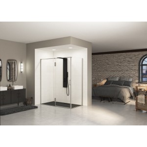 Paroi Ekinox P pour P+F 170 profilé Inox, verre transparent charnière à gauche - KINEDO PA4247ITNEG 