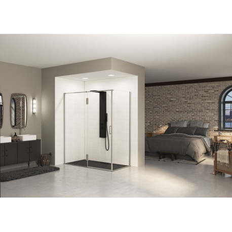 Paroi Ekinox P pour P+F 140 profilé Inox, verre transparent charnière à gauche - KINEDO PA4245ITNEG 