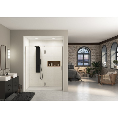 Paroi Ekinox P 140 profilé Inox, verre transparent charnière à gauche - KINEDO PA4235ITNEG 