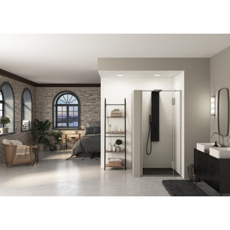 Paroi Ekinox P 120 profilé Inox, verre transparent charnière à droite - KINEDO PA4234ITNED 