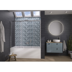 Pare-bain Pegasus 2 clt 180x148 profilé chromé verre transparent gauche - KINEDO PB162CTNEG 