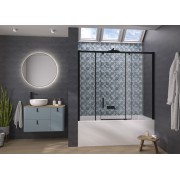 Pare-bain pegassus 2 clt 170x148 profilé noir verre transparent droite - KINEDO PB161NTNED 