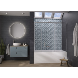 Pare-bain Pegasus 2 clt 180x148 profilé chromé verre transparent droite - KINEDO PB162CTNED 