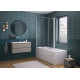 Pare bain Orion avec retour pvt angle 75x152 profilé blanc verre transparent - KINEDO PB146BTNE
