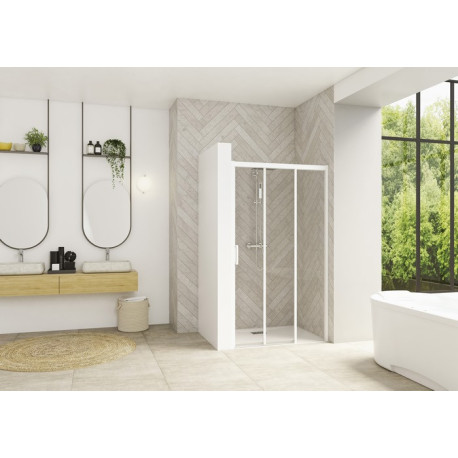 Smart Design 3 volets coulissants 80 profilé blanc verre transparent d - KINEDO PA90260BTNED 