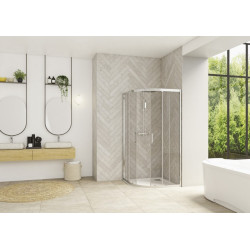 Smart Design coulissant 1/4 de rond 100 profilé chromé verre transparent - KINEDO PA90281CTNE 