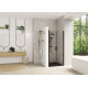 Smart Design 2 portes pivotantes sans seuil 70 profilé noir verre transparent - KINEDO PA9070NTNE