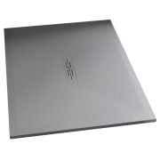 Receveur Kinemoon Style texture pierre lunaire blanc 140x100 bonde centrale - KINEDO RD770 