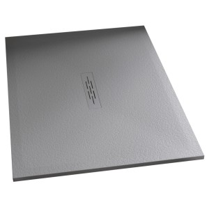 Receveur Kinemoon Style texture pierre lunaire blanc 180x80 bonde centrale - KINEDO RD782 