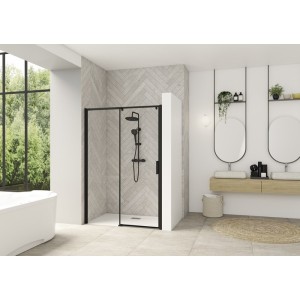 Smt Design Extensible clt ss 157/170 prof noir verre transp, fixe à gauche - KINEDO PA9237NTNEG 