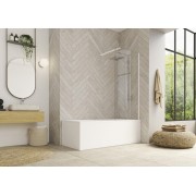 Pare-bain fixe Hydra 80x148 profilé blanc verre transparent - KINEDO PB130BTNE 