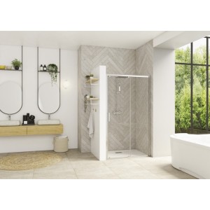 Smart Design coulissante 180 profilé chromé verre transparent - KINEDO PA90255CTNE 