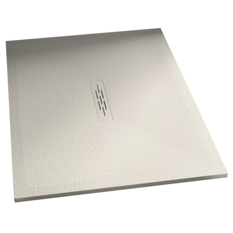Receveur Kinemoon Style texture pierre lunaire blanc 120x90 bonde centrale - KINEDO RD763 